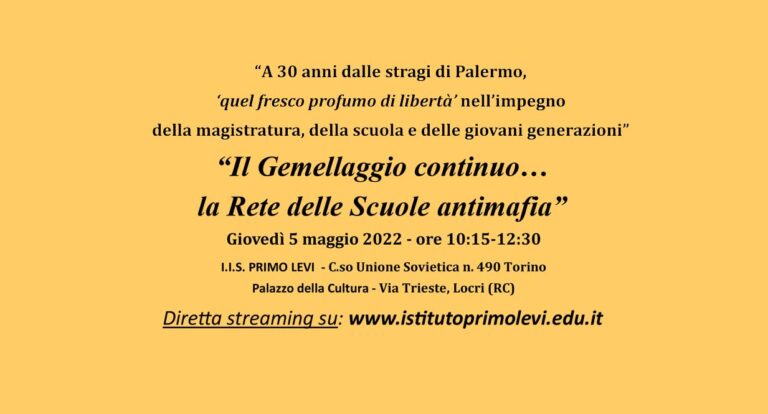 “Il Gemellaggio continuo… la Rete delle Scuole antimafia”